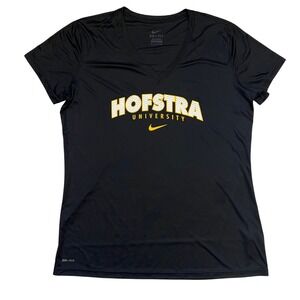 Nike Dri-Fit Hofstra University V-Neck Shirt Women's XL Black Athletic Tee